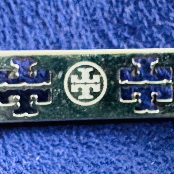 Tory Burch T- Pierced Logo Cuff in Metallic SILVER - Picture 3 of 6